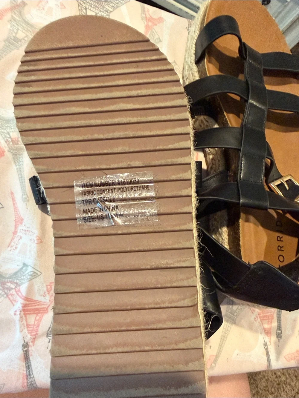 torrid Black Strappy Espadrille Platform Sandals with Tan Footbed